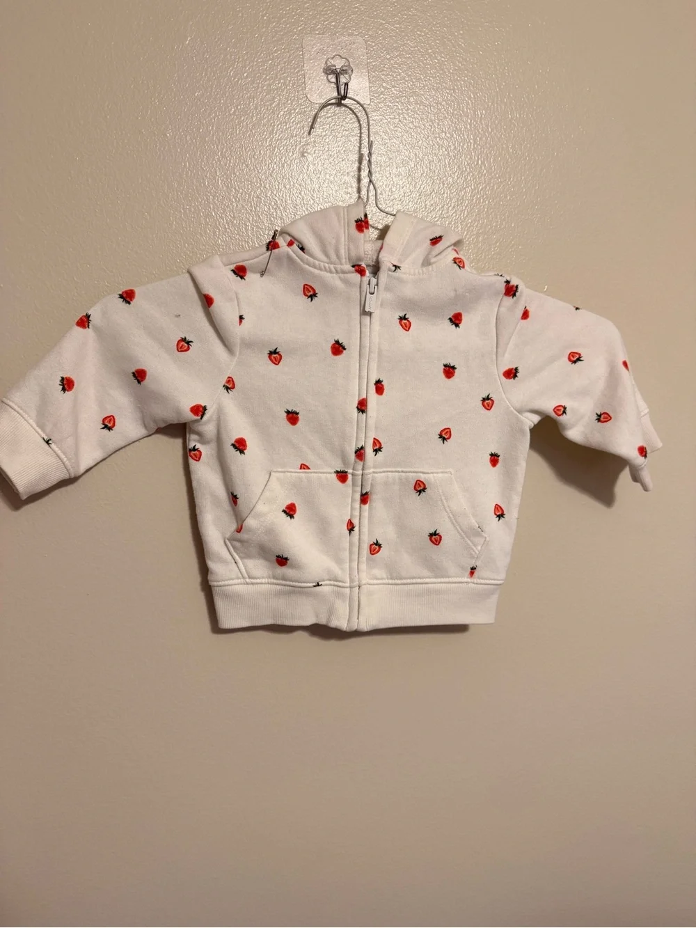 Old Navy Baby Girls Strawberry Print Zip Up Hoodie Jacket 12-18M